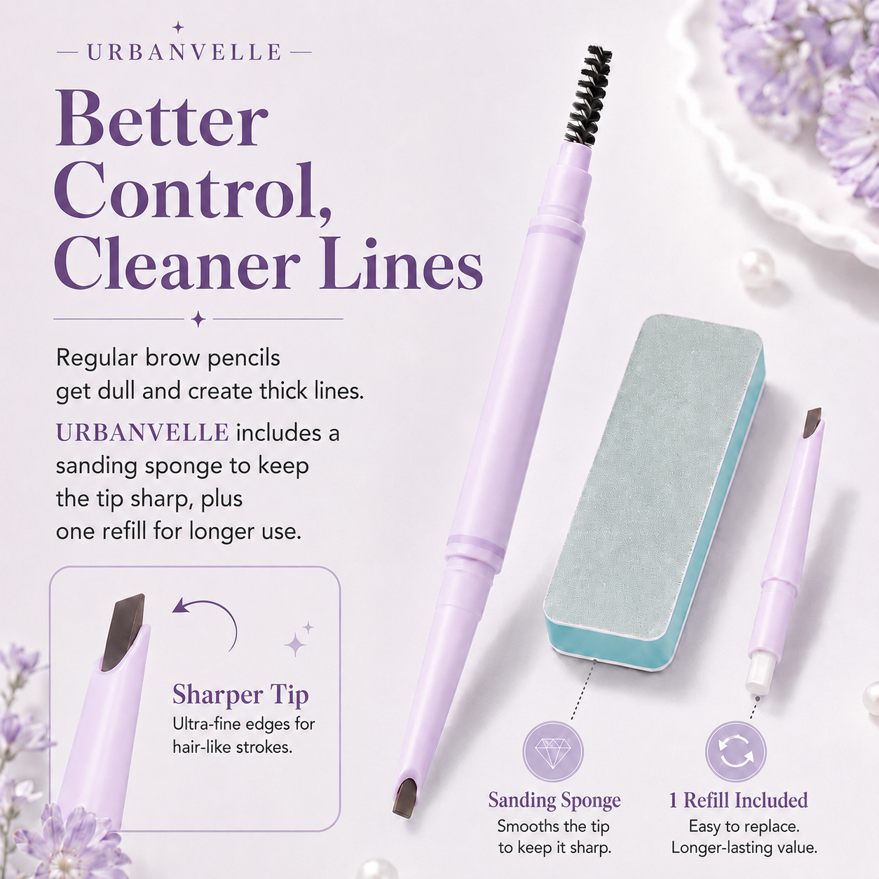 Feather Edge Brow Pencil 3-in-1 Kit (Pencil + Refill + Sanding Sponge)